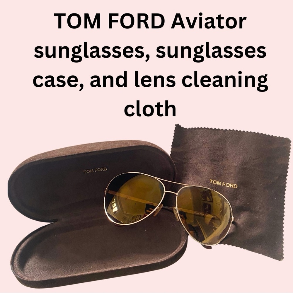 TOM FORD brown gradient aviator sunglasses, hard suede case & cleaning cloth